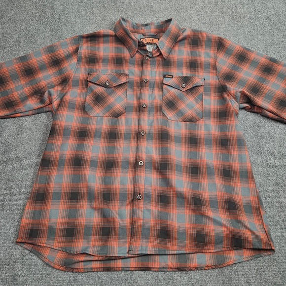 Dixxon Flannel Shirt Mens 2X Orange Gray The House Milwaukee Plaid Biker Skater